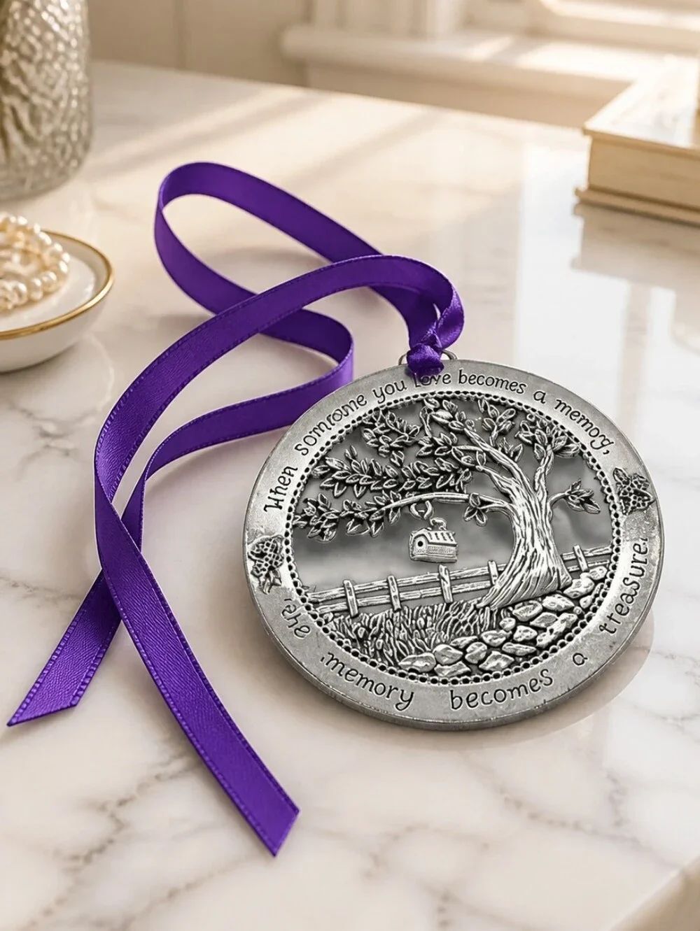 Memorial Pewter Ornament When Someone You Love Becomes Memory Tree of Life Gift